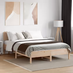 vidaXL Bed Frame without Mattress Bed Solid Wood Pine - natural, 120 x 190 cm - Additional view 2