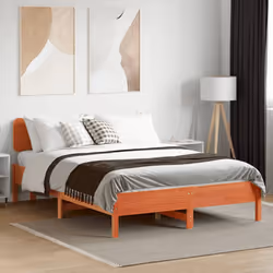 vidaXL Bed Frame without Mattress Bed Solid Wood Pine - wax brown, 120 x 190 cm