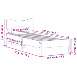 vidaXL Bed Frame without Mattress Bed Solid Wood Pine - wax brown, 90 x 190 cm