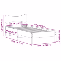 vidaXL Bed Frame without Mattress Bed Solid Wood Pine - wax brown, 75 x 190 cm - Additional view 10