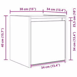 vidaXL Wall-Mounted Bedside Cabinets 2 pcs Concrete Grey 38x34x40 cm - black, 1 pcs - Additional view 3