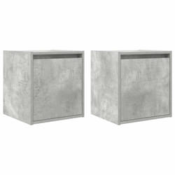 vidaXL Wall-Mounted Bedside Cabinets 2 pcs Concrete Grey 38x34x40 cm - concrete grey, 2 pcs