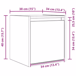 vidaXL Wall-Mounted Bedside Cabinets 2 pcs Concrete Grey 38x34x40 cm - smoked oak, 1 pcs