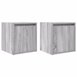 vidaXL Wall-Mounted Bedside Cabinets 2 pcs Concrete Grey 38x34x40 cm - grey sonoma, 2 pcs
