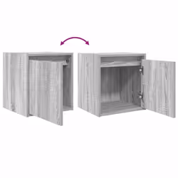 vidaXL Wall-Mounted Bedside Cabinets 2 pcs Concrete Grey 38x34x40 cm - grey sonoma, 2 pcs - Additional view 9