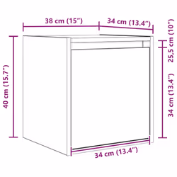 vidaXL Wall-Mounted Bedside Cabinets 2 pcs Concrete Grey 38x34x40 cm - brown oak, 1 pcs - Additional view 3