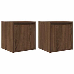 vidaXL Wall-Mounted Bedside Cabinets 2 pcs Concrete Grey 38x34x40 cm - brown oak, 2 pcs