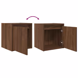 vidaXL Wall-Mounted Bedside Cabinets 2 pcs Concrete Grey 38x34x40 cm - brown oak, 2 pcs - Additional view 9
