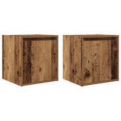 vidaXL Wall-Mounted Bedside Cabinets 2 pcs Concrete Grey 38x34x40 cm - old wood, 2 pcs
