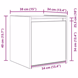 vidaXL Wall-Mounted Bedside Cabinets 2 pcs Concrete Grey 38x34x40 cm - artisan oak, 2 pcs