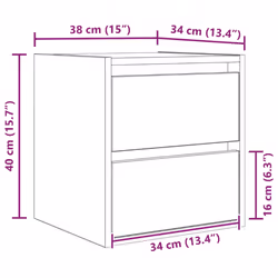 vidaXL Wall-mounted Bedside Cabinet White 38x34x40 cm bedside table nightstand