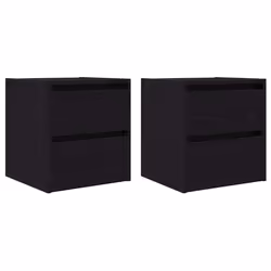 vidaXL Wall-mounted Bedside Cabinets 2 pcs Black Oak 38x34x40 cm bedside table