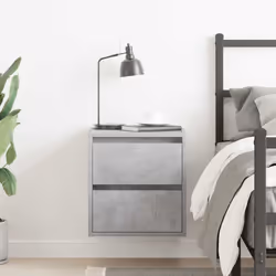 vidaXL Wall-mounted Bedside Cabinet Concrete Grey 38x34x40 cm bedside table