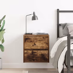 vidaXL Wall-mounted Bedside Cabinet Smoked Oak 38x34x40 cm bedside table