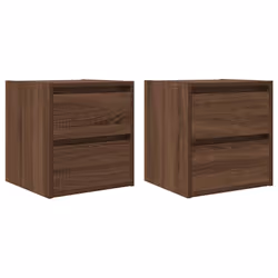 vidaXL Wall-mounted Bedside Cabinets 2 pcs Brown Oak 38x34x40 cm bedside table