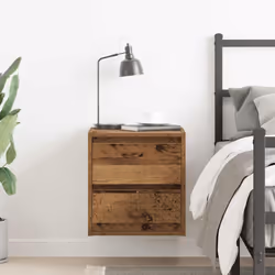 vidaXL Wall-mounted Bedside Cabinet Old Wood 38x34x40 cm bedside table