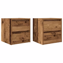 vidaXL Wall-mounted Bedside Cabinets 2 pcs Old Wood 38x34x40 cm bedside table