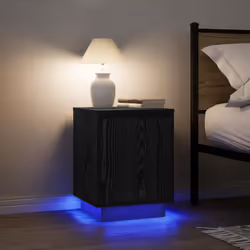 vidaXL Bedside Cabinet with LED LightsÃÂ Grey Sonoma 38x34x50 cm bedside table - black - Additional view 4