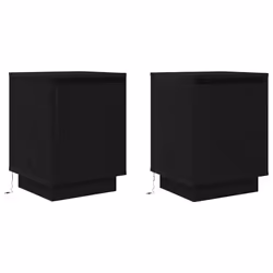 vidaXL Bedside Cabinets with LED LightsÂ 2 pcs Brown Oak 38x34x50 cm - black - Additional view 2