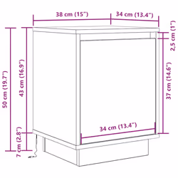 vidaXL Bedside Cabinets with LED LightsÂ 2 pcs Brown Oak 38x34x50 cm - black - Additional view 3