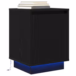 vidaXL Bedside Cabinets with LED LightsÂ 2 pcs Brown Oak 38x34x50 cm - black - Additional view 5