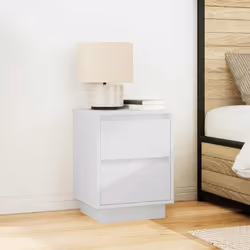 VidaXL 861283 nightstand/bedside table 2 drawer(s) White - Additional view 4