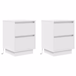 vidaXL Bedside Cabinets with LED LightsÂ 2 pcs Black 38x34x50 cm bedside table - white, 38 x 34 x 50 cm/ 2 pcs - Additional view 2