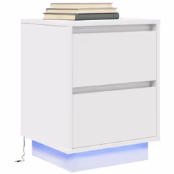 vidaXL Bedside Cabinets with LED LightsÂ 2 pcs Black 38x34x50 cm bedside table - white, 38 x 34 x 50 cm/ 2 pcs - Additional view 5