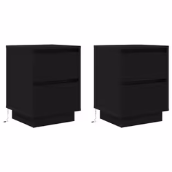 vidaXL Bedside Cabinets with LED LightsÂ 2 pcs Black 38x34x50 cm bedside table - black, 38 x 34 x 50 cm/ 2 pcs - Additional view 2