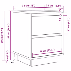 vidaXL Bedside Cabinets with LED LightsÂ 2 pcs Black 38x34x50 cm bedside table - black, 38 x 34 x 50 cm/ 2 pcs - Additional view 3