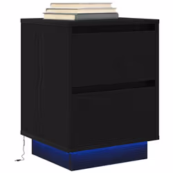 vidaXL Bedside Cabinets with LED LightsÂ 2 pcs Black 38x34x50 cm bedside table - black, 38 x 34 x 50 cm/ 2 pcs - Additional view 5