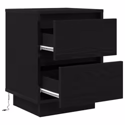 vidaXL Bedside Cabinets with LED LightsÂ 2 pcs Black 38x34x50 cm bedside table - black, 38 x 34 x 50 cm/ 2 pcs - Additional view 7
