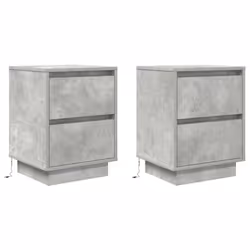 vidaXL Bedside Cabinets with LED LightsÂ 2 pcs Black 38x34x50 cm bedside table - concrete grey, 38 x 34 x 50 cm/ 2 pcs - Additional view 2