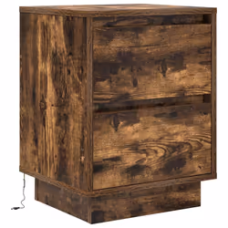 vidaXL Bedside Cabinets with LED LightsÂ 2 pcs Black 38x34x50 cm bedside table - smoked oak, 38 x 34 x 50 cm/ 2 pcs - Additional view 6