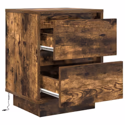 vidaXL Bedside Cabinets with LED LightsÂ 2 pcs Black 38x34x50 cm bedside table - smoked oak, 38 x 34 x 50 cm/ 2 pcs - Additional view 7