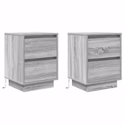 vidaXL Bedside Cabinets with LED LightsÂ 2 pcs Black 38x34x50 cm bedside table - grey sonoma, 38 x 34 x 50 cm/ 2 pcs - Additional view 2