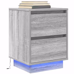 vidaXL Bedside Cabinets with LED LightsÂ 2 pcs Black 38x34x50 cm bedside table - grey sonoma, 38 x 34 x 50 cm/ 2 pcs - Additional view 5