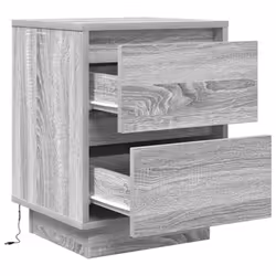 vidaXL Bedside Cabinets with LED LightsÂ 2 pcs Black 38x34x50 cm bedside table - grey sonoma, 38 x 34 x 50 cm/ 2 pcs - Additional view 7