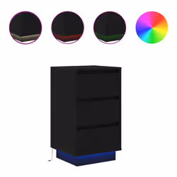 VidaXL 861302, Black, 3 drawer(s), Wood, 60 kg, 5 kg, 380 mm
