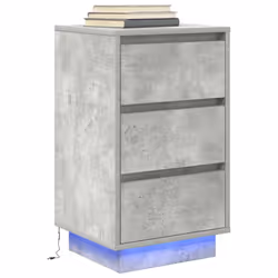 vidaXL Bedside Cabinets with LED LightsÂ 2 pcs Black 38x34x50 cm bedside table - concrete grey, 38 x 34 x 65 cm/ 1 pcs - Additional view 4