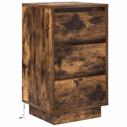 vidaXL Bedside Cabinets with LED LightsÂ 2 pcs Black 38x34x50 cm bedside table - smoked oak, 38 x 34 x 65 cm/ 1 pcs - Additional view 2