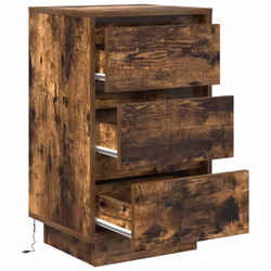 vidaXL Bedside Cabinets with LED LightsÂ 2 pcs Black 38x34x50 cm bedside table - smoked oak, 38 x 34 x 65 cm/ 1 pcs - Additional view 5