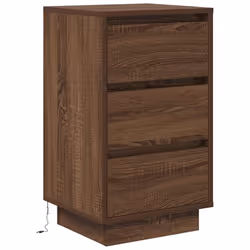 vidaXL Bedside Cabinets with LED LightsÂ 2 pcs Black 38x34x50 cm bedside table - brown oak, 38 x 34 x 65 cm/ 1 pcs - Additional view 2