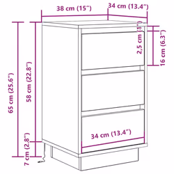 vidaXL Bedside Cabinets with LED LightsÂ 2 pcs Black 38x34x50 cm bedside table - brown oak, 38 x 34 x 65 cm/ 1 pcs - Additional view 3