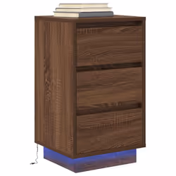 vidaXL Bedside Cabinets with LED LightsÂ 2 pcs Black 38x34x50 cm bedside table - brown oak, 38 x 34 x 65 cm/ 1 pcs - Additional view 4