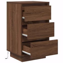 vidaXL Bedside Cabinets with LED LightsÂ 2 pcs Black 38x34x50 cm bedside table - brown oak, 38 x 34 x 65 cm/ 1 pcs - Additional view 5