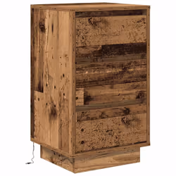 vidaXL Bedside Cabinets with LED LightsÂ 2 pcs Black 38x34x50 cm bedside table - old wood, 38 x 34 x 65 cm/ 1 pcs - Additional view 2