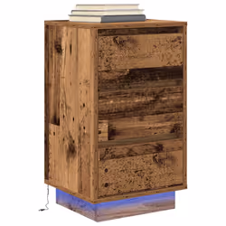 vidaXL Bedside Cabinets with LED LightsÂ 2 pcs Black 38x34x50 cm bedside table - old wood, 38 x 34 x 65 cm/ 1 pcs - Additional view 4