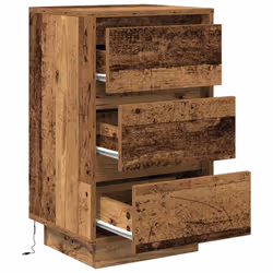 vidaXL Bedside Cabinets with LED LightsÂ 2 pcs Black 38x34x50 cm bedside table - old wood, 38 x 34 x 65 cm/ 1 pcs - Additional view 5