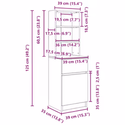 vidaXL Bedside Cabinet Grey Sonoma 39x35x125 cm Engineered Wood bedside table - white